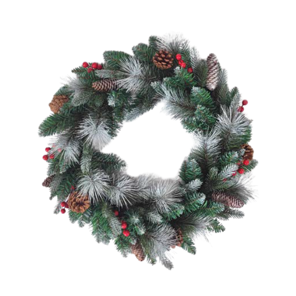 Christmas Wreath Frosted Cone & Berry x 1