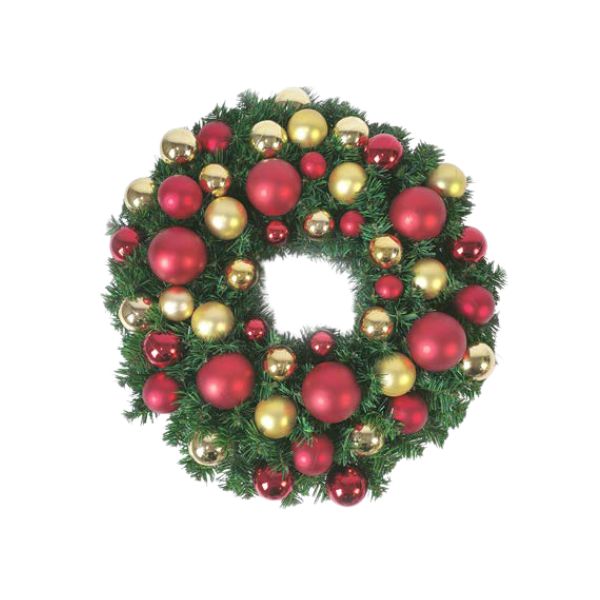 Christmas Wreath Gold & Red Bauble x 1