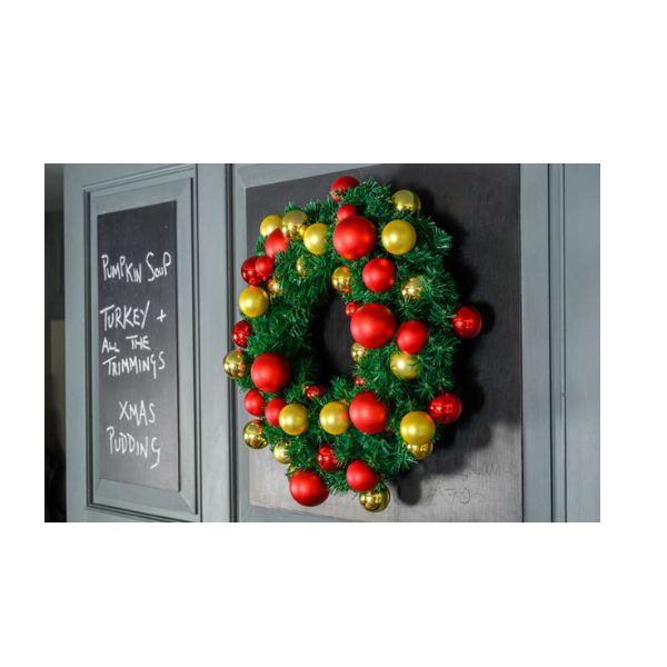 Christmas Wreath Gold & Red Bauble x 1