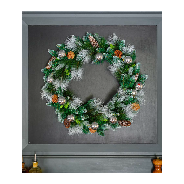 Christmas Wreath Silver Pine Cone x 1