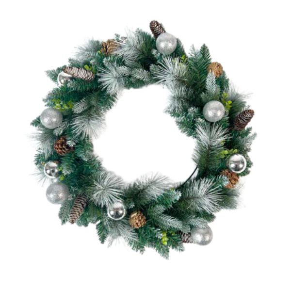 Christmas Wreath Silver Pine Cone x 1