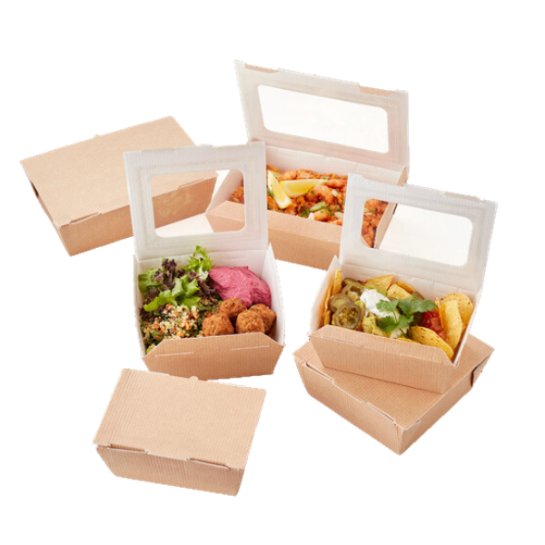 Medium Food to Go Takeaway Taste Boxes - With Window Recyclable x 120