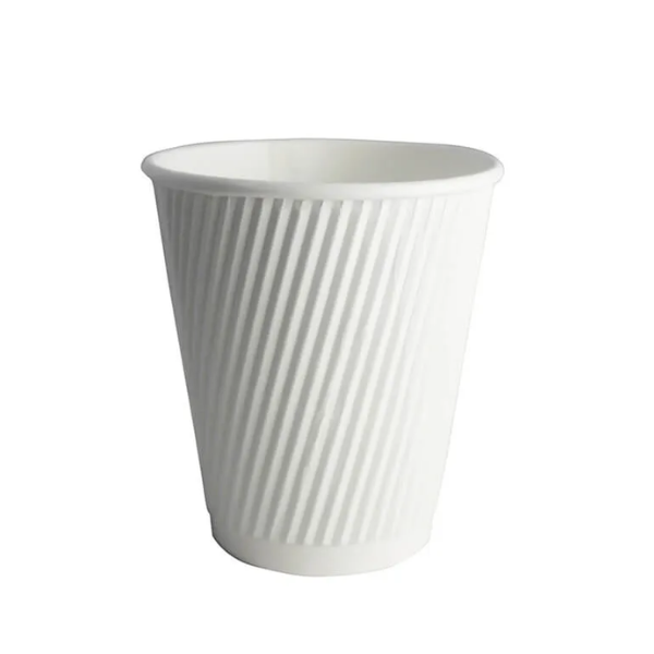 12 oz White Kraft Ripple cups Recyclable  (Pack of 500)
