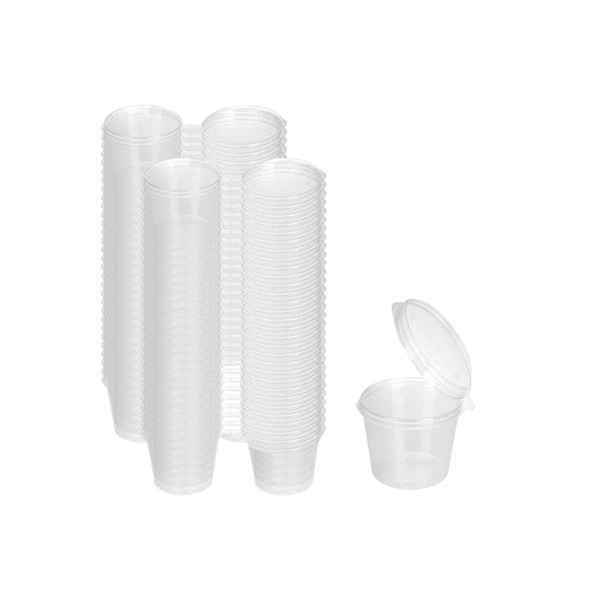 1oz Clear Plastic Sauce Portion Pot With Hinged Lid x 1000