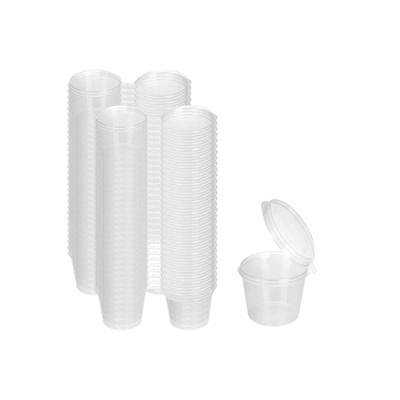 1oz Clear Plastic Sauce Portion Pot With Hinged Lid x 1000