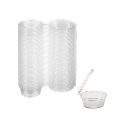 2oz Clear Plastic Sauce Portion Pot With Hinged Lid x 1000