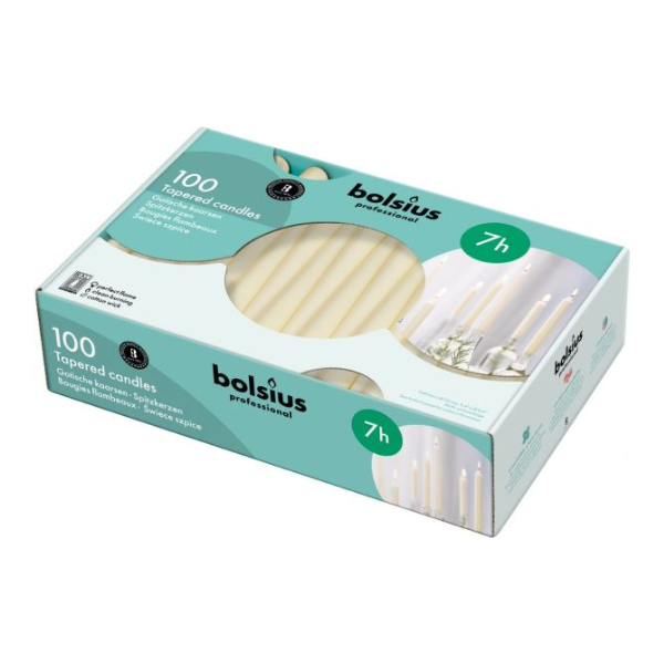 Bolsius 10" Ivory Tapered Candles (25cm) - x 100