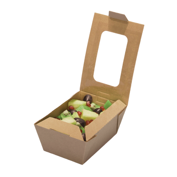 500ml Small Food to Go Takeaway Boxes - With Window Recyclable x 100