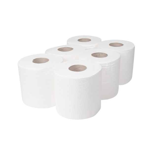 White Centrefeed Paper Rolls 2ply (Pack of 6)