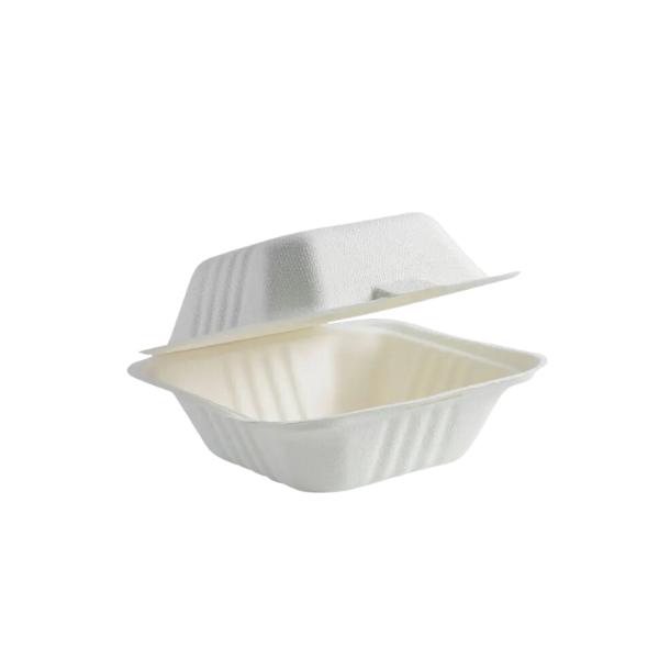 Biocane 6" Burger Clamshell White- 400/Carton