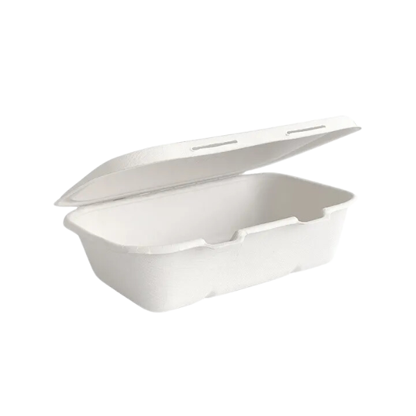 7.5x5x1.9" White BioCane Clamshell- 300/Carton