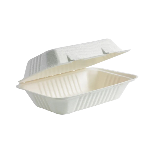 9x6x3" White BioCane Clamshells- 250/Carton