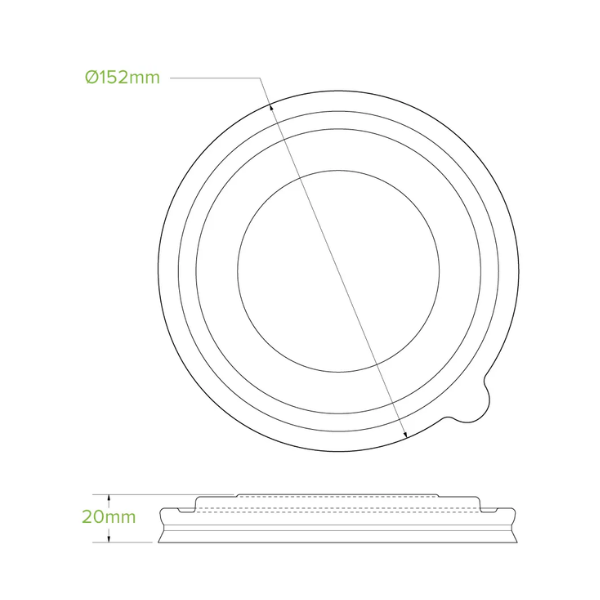 BioPak RPET Lid To Fit 500/750/1,000ml Kraft Salad Bowl x 400