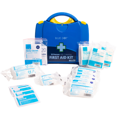 Blue Dot HSE catering first aid kit 1–10 person in PGB box for kitchens and food preparation environments
