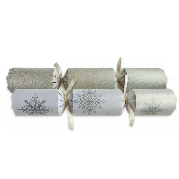 Christmas Crackers 12" Snowflake Sparkle Silver x 50
