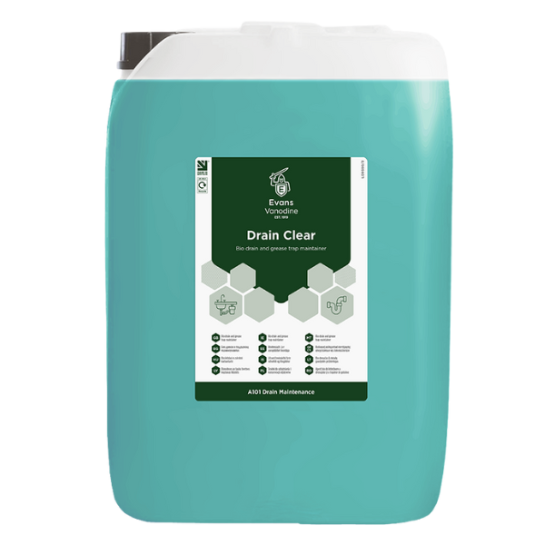 Evans Drain Clear Bio 10L - Biological Enzyme Drain Maintainer and Grease Trap Digestant for Commercial Kitchens and Food Processing.