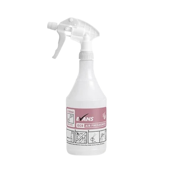 Evans EC8 750ml Empty Trigger Spray Bottle - Color-Coded and Screen-Printed for EC8 Air Freshener Super Concentrate. Professional Reusable Applicator.
