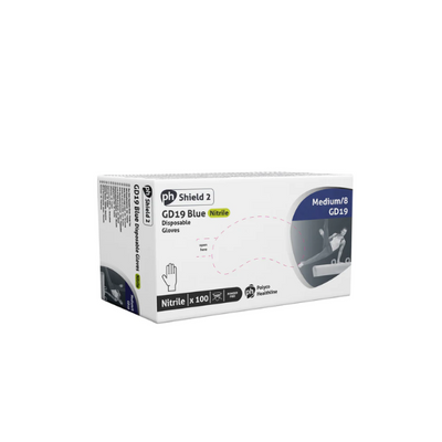 Polyco GD19 blue nitrile powder free disposable gloves box of 100