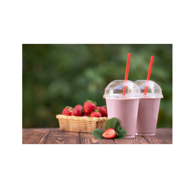 12oz Clear Smoothie Cup Dome Lid with Hole -Recyclable x 1000