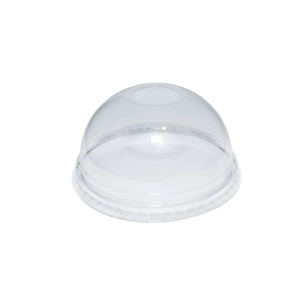 12oz Clear Smoothie Cup Dome Lid with Hole -Recyclable x 1000