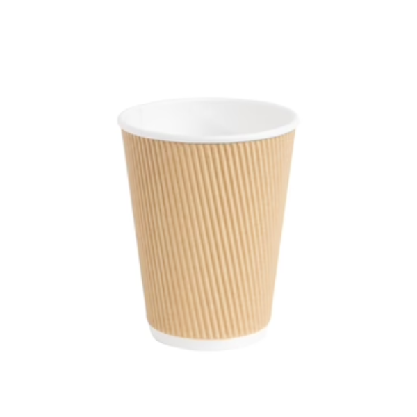 12 oz Kraft Ripple cups Recyclable  (Pack of 500)