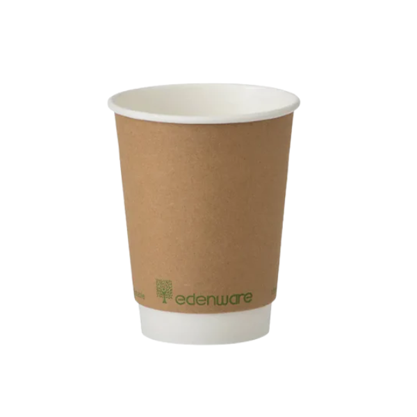12oz Edenware Double Wall Coffee Cup Biodegradable & Compostable (500pk)
