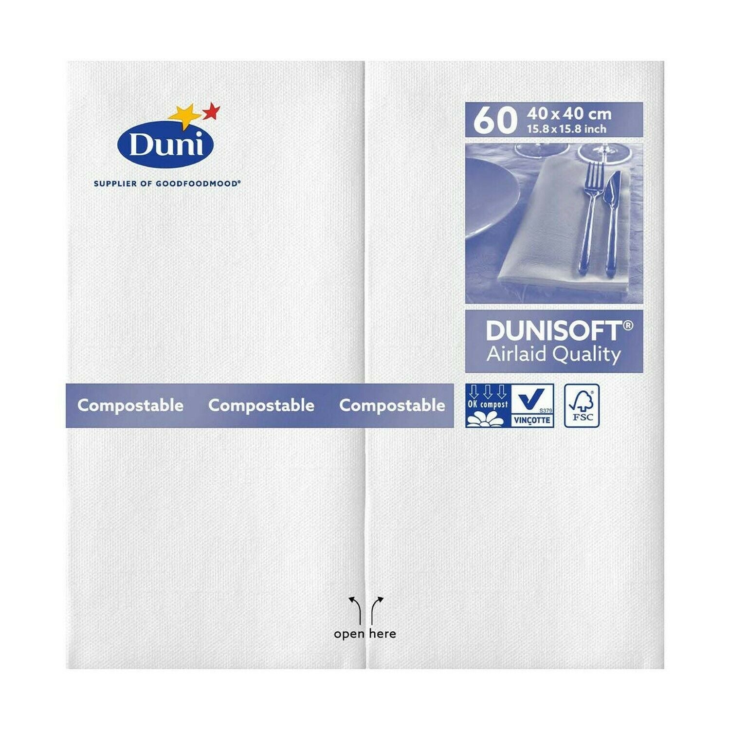 Dunisoft White Large Pre-folded 1/8  Fold Napkins x 360
