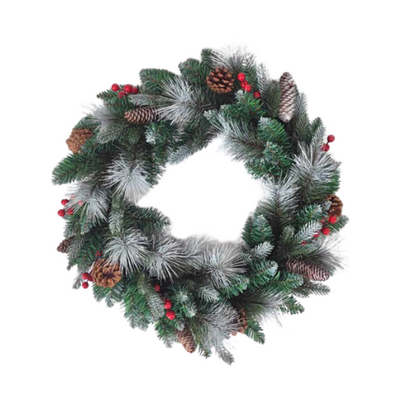 Christmas Wreath Frosted Cone & Berry  x 1