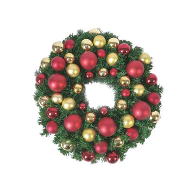 Christmas Wreath Gold & Red Bauble  x 1