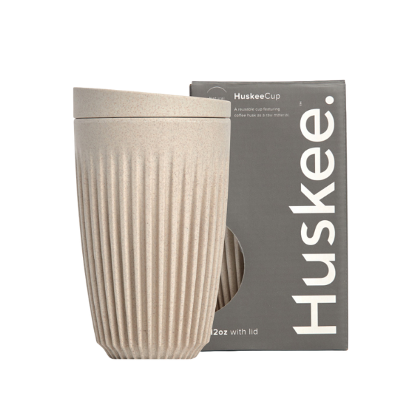HUSKEE 12oz HuskeeCup Coffee and Tea Cup and Lid (Natural Colour)