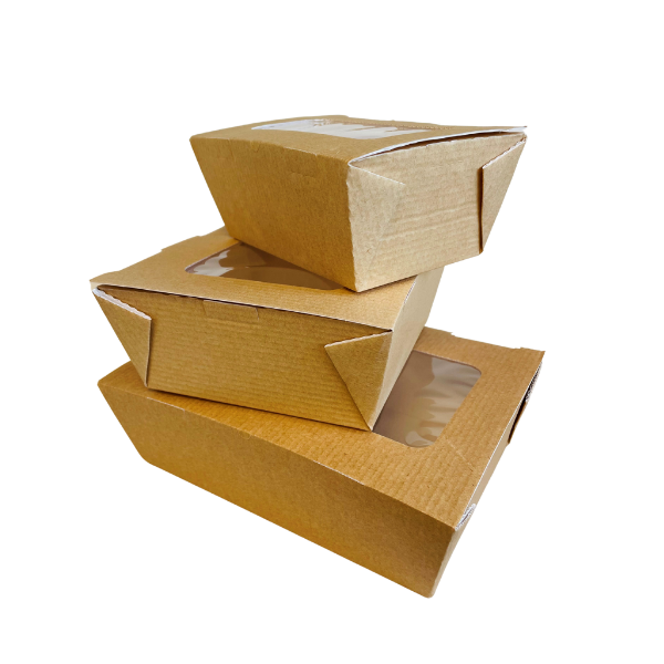 Medium Food to Go Takeaway Taste Boxes - With Window Recyclable x 120