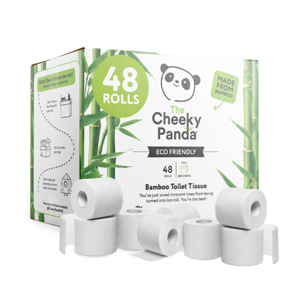 Cheeky Panda Ultra-Sustainable Plastic-Free Bamboo Toilet Tissue - 48 Rolls