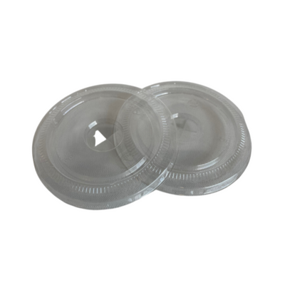 12oz Clear Smoothie Cup Flat Lid with Hole -Recyclable x 1000
