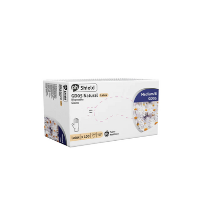 Natural latex powder free disposable gloves x (Box100)