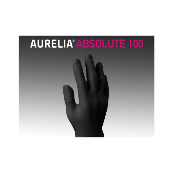 Black Nitrile Examination Gloves Powder Free Aurelia Absolute 100 (Box 100)