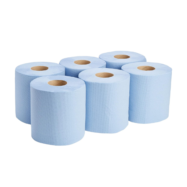 Blue Centrefeed Rolls Embossed (Pack of 6)