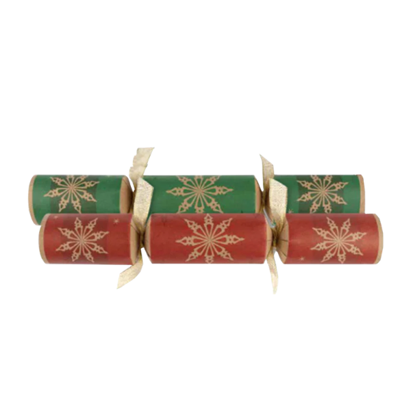 Christmas Crackers 10" Red/Green Star Eco Kraft x 100