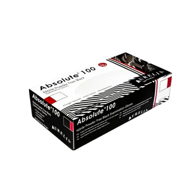 Aurelia Absolute black nitrile powder free examination gloves box of 100 superior strength disposable gloves