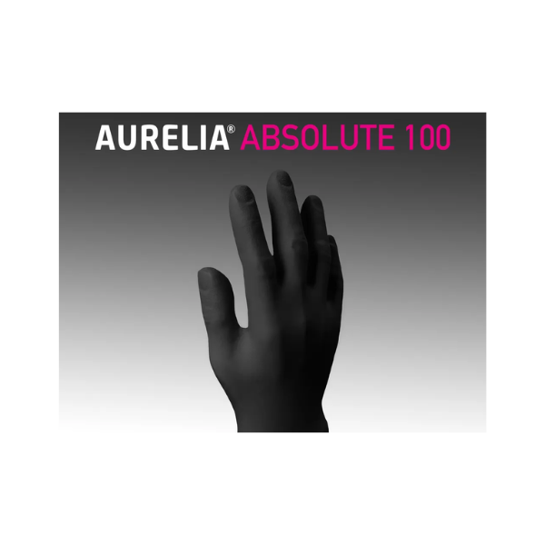 Aurelia Absolute black nitrile powder free examination gloves box of 100 superior strength disposable gloves