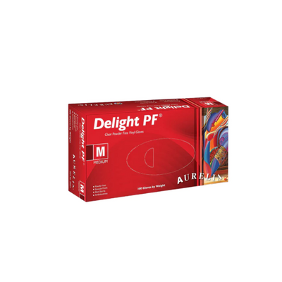 Aurelia Delight Clear PF Vinyl Examination Gloves Box 100 | Vertella