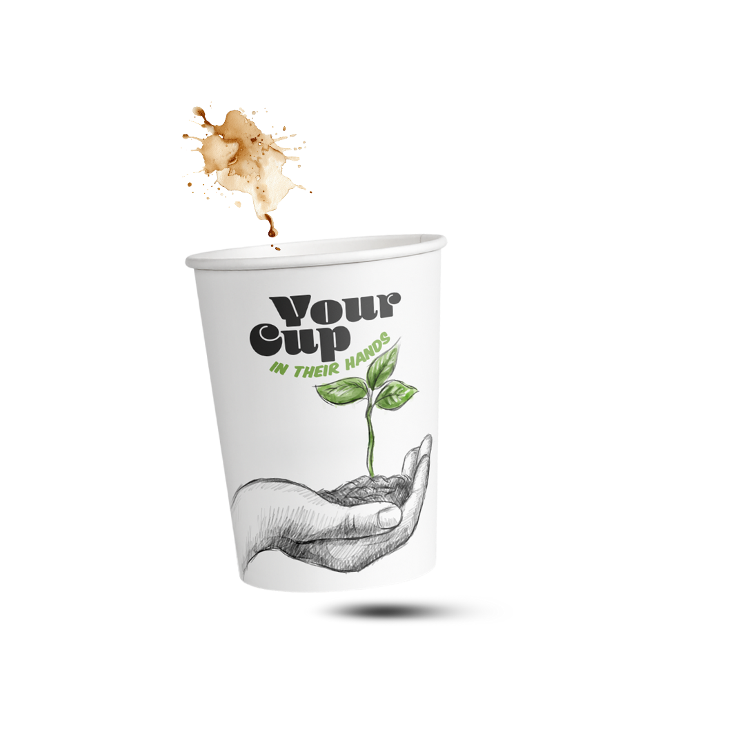 Bespoke printed coffee cup design with custom branding for cafes and commercial use