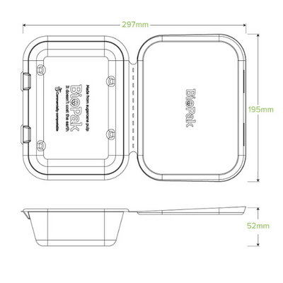 7.5x5x1.9" White BioCane Clamshell- 300/Carton