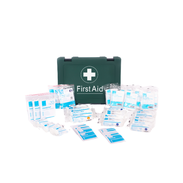 Blue Dot HSE standard first aid kit for 1–10 people supplied in workplace first aid box