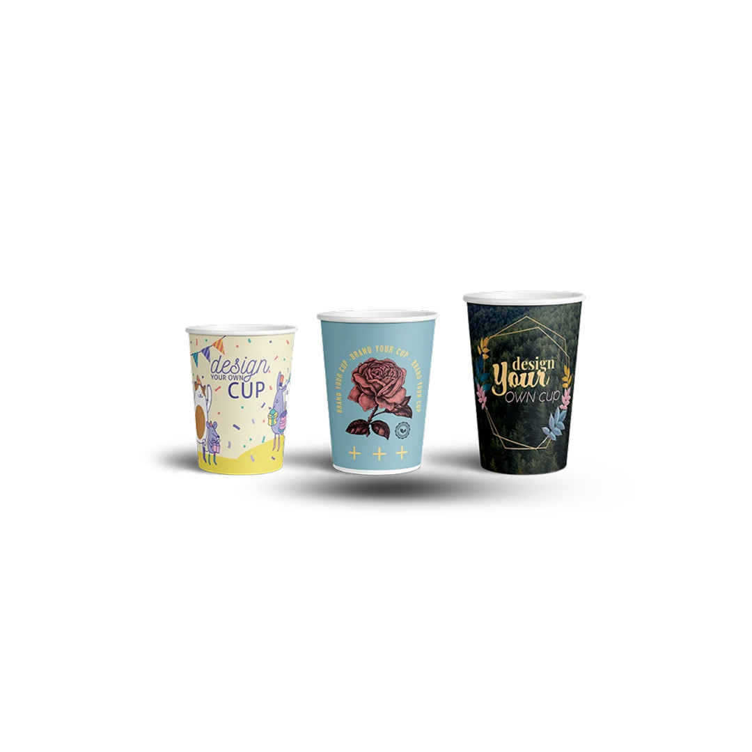 Example of custom printed cup design with branded logo for coffee shops and businesses