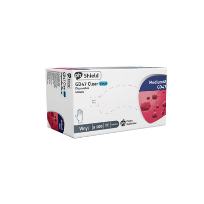 Clear vinyl powdered disposable gloves box of 100 for food handling and cleaning tasks