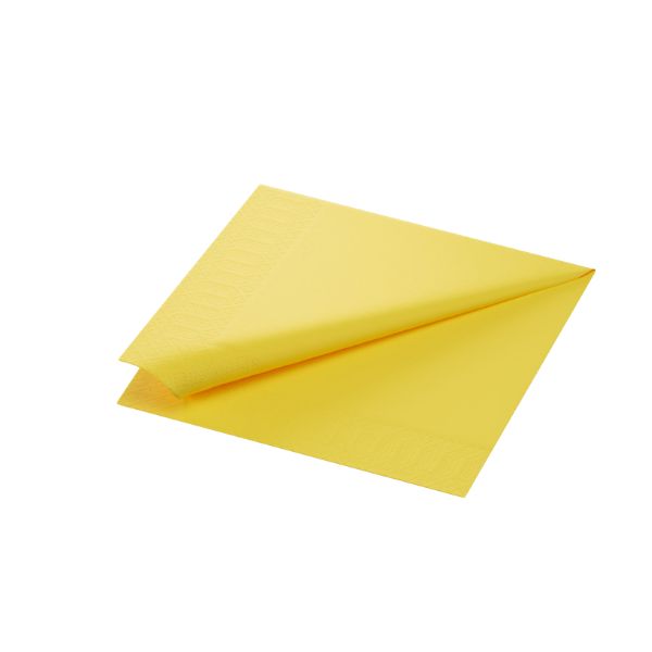 Duni yellow 2 ply paper napkins 33cm pack of 2000 for catering and hospitality use