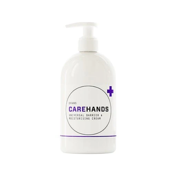 Evans Carehands 500ml Pump Bottle - Unperfumed Barrier and Moisturising Cream for Food Prep, Healthcare, and Engineering Workshops.