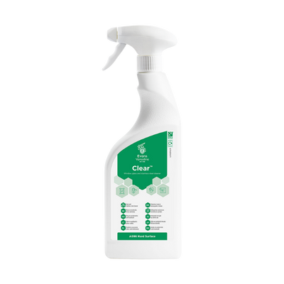 Evans Clear 750ml Glass Cleaner - Professional Streak-Free Spray for Windows, Mirrors, and Stainless Steel. Fast Drying and Smear-Free Formula.