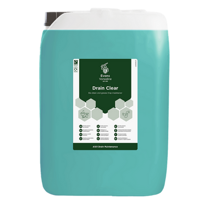 Evans Drain Clear Bio 10L - Biological Enzyme Drain Maintainer and Grease Trap Digestant for Commercial Kitchens and Food Processing.