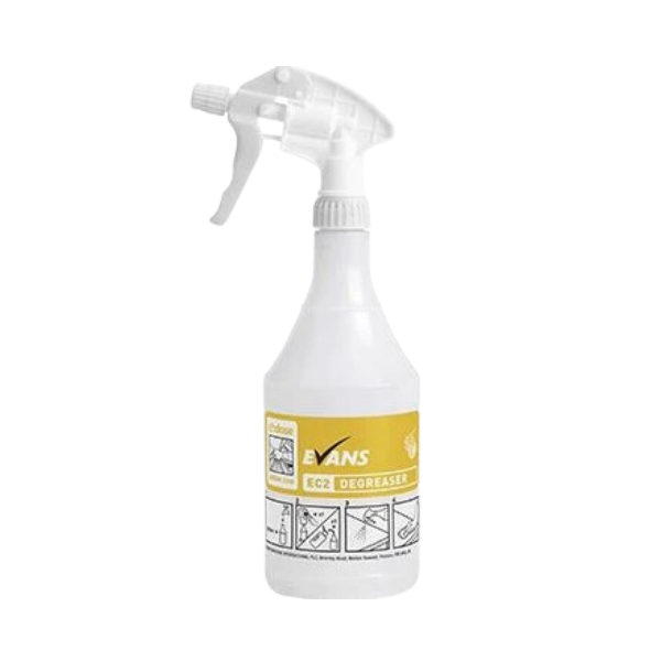 Evans EC2 750ml Empty Degreaser Trigger Spray Bottle - Screen-Printed for EC2 Super Concentrate. Heavy-Duty Reusable Applicator for Kitchen Oils and Fats.